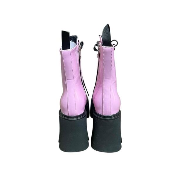 NWOB Lamoda Baby Pink Faux Patent Leather Run To You Platform Ankle Boots 5 - Picture 6 of 7
